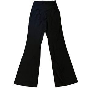 Black V Cut Flare Leggings